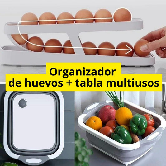 Kit organizador de huevos y tabla multiusos